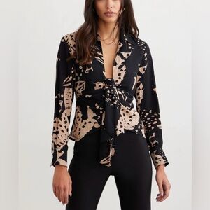 DYNAMITE | Deep V-Neck Blouse